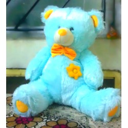 2 Feet Sitting Baby Blue Teddy Bear with Yellow Bow and Flower